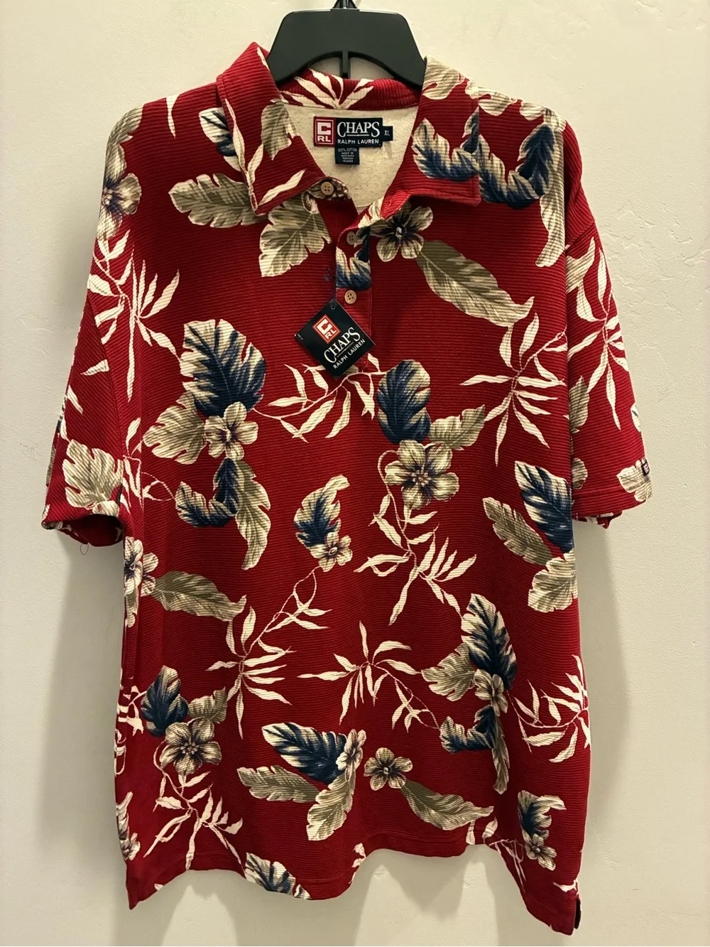 Ralph Lauren Chaps Red Tropical Floral Polo